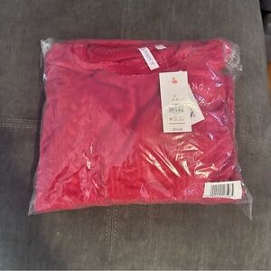 Joyspun Womens Plush Pajama Crew Neck Pullover Pockets Set Red Pepper S